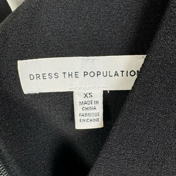 Dress the Population Sandra Plunge Crepe Trumpet Gown Black Size XS NWOT - Picture 7 of 11